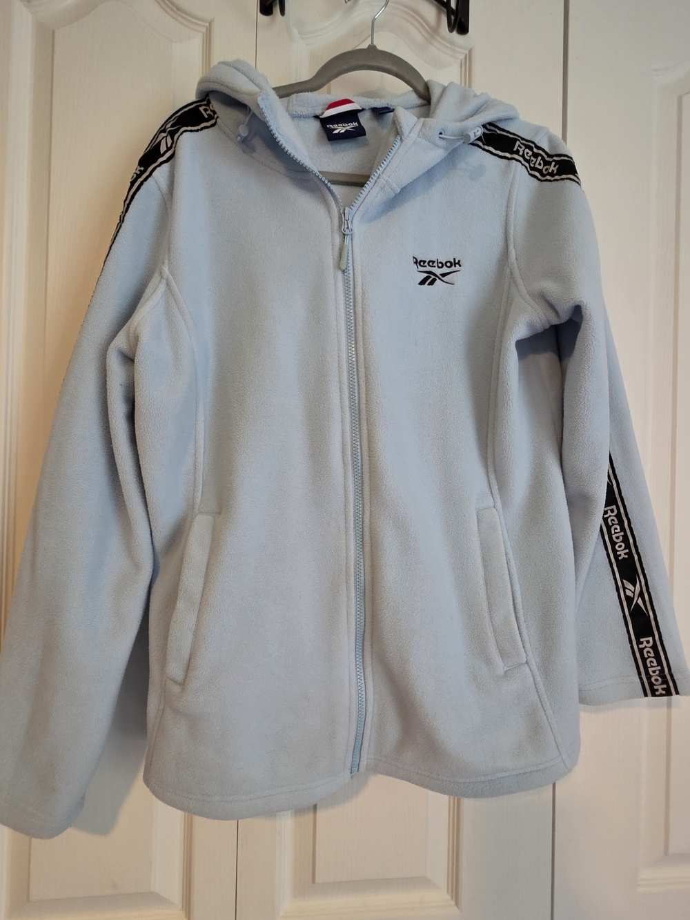 Reebok Womans Light Blue Zip-Up Fleece Hoodie